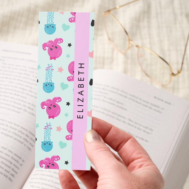 Sea Animals, Octopus, Jellyfish, Hearts, Your Name Bookmarks (Hand)
