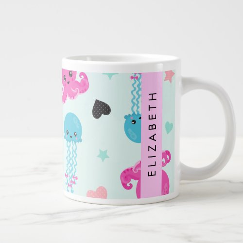 Sea Animals Octopus Jellyfish Hearts Your Name Giant Coffee Mug