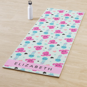 Sea Animals, Octopus, Jellyfish, Hearts, Your Name Yoga Mat