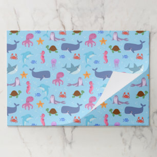 Sea Animals Paper Placemats, Marine Table Mats