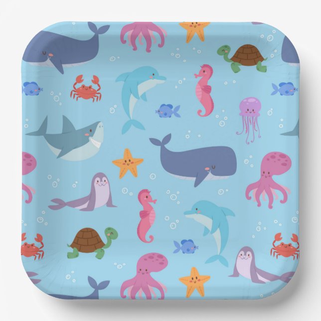 Sea Animals  Paper Plates (Front)