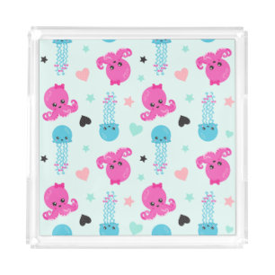 Sea Animals, Sea Life, Octopus, Jellyfish, Hearts Acrylic Tray