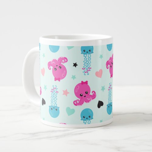 Sea Animals Sea Life Octopus Jellyfish Hearts Giant Coffee Mug