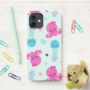 Sea Animals, Sea Life, Octopus, Jellyfish, Hearts iPhone 12 Case