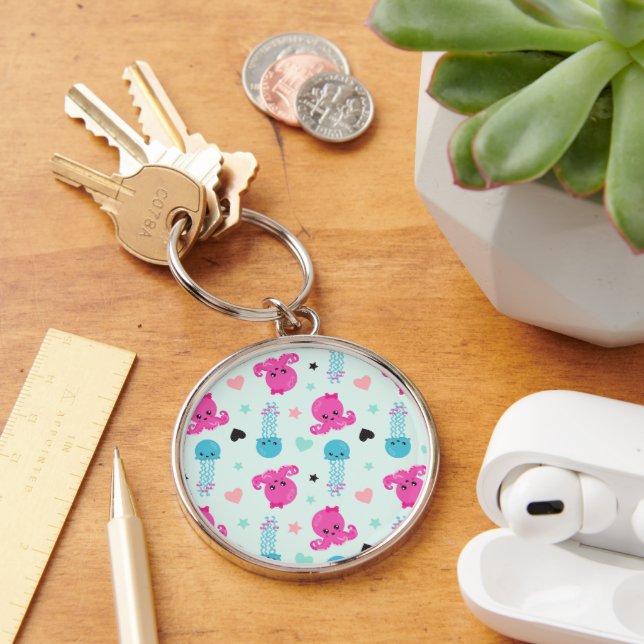 Sea Animals, Sea Life, Octopus, Jellyfish, Hearts Keychain (Desk)