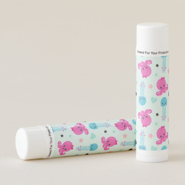 Sea Animals, Sea Life, Octopus, Jellyfish, Hearts Lip Balm (Front)