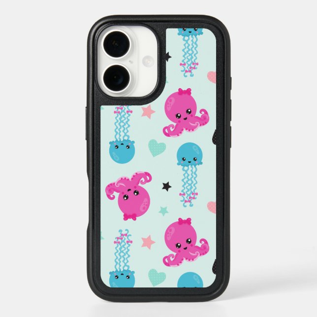 Sea Animals, Sea Life, Octopus, Jellyfish, Hearts Otterbox iPhone Case (Back)