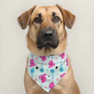 Sea Animals, Sea Life, Octopus, Jellyfish, Hearts Pet Bandana Collar