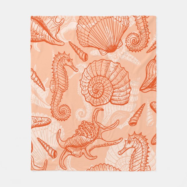 Sea animals seamless pattern fleece blanket (Front)