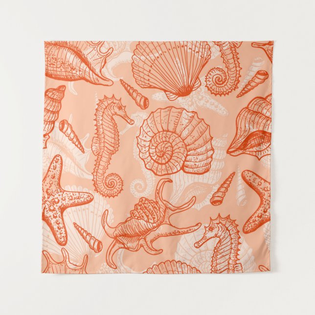 Sea animals seamless pattern tapestry (Front)