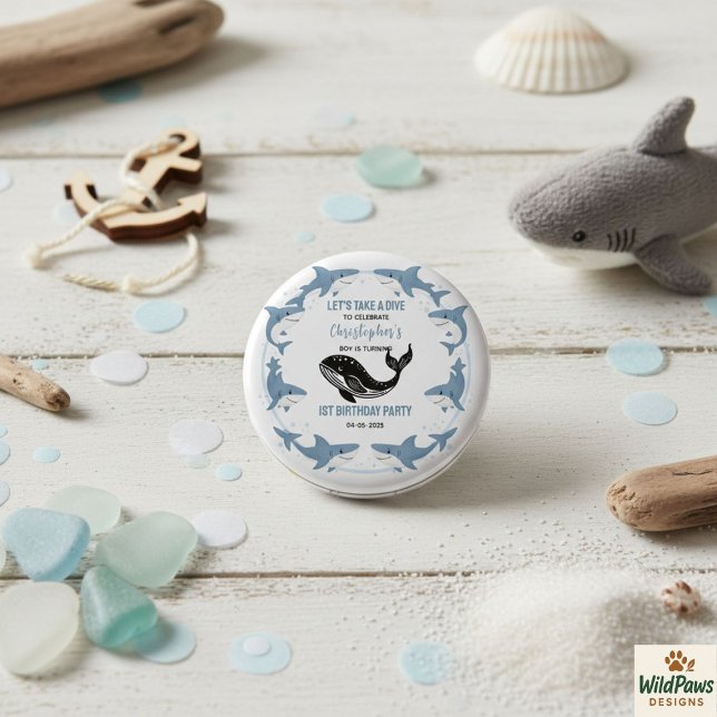 Sea Animals Shark 1st Birthday | Under the Sea  Button (Sea Animals Shark 1st Birthday | Under the Sea Button
)