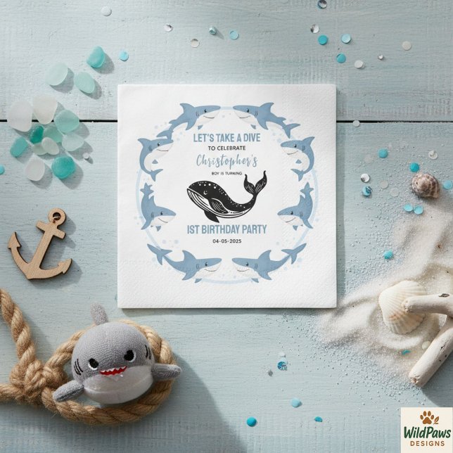 Sea Animals Shark 1st Birthday | Under the Sea  Napkins (Sea Animals Shark 1st Birthday | Under the Sea Napkins
)