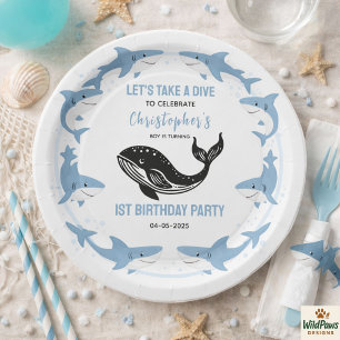 Sea Animals Shark 1st Birthday   Under the Sea  Paper Plates