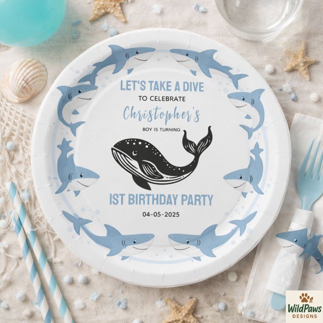 Sea Animals Shark 1st Birthday | Under the Sea  Paper Plates (Sea Animals Shark 1st Birthday | Under the Sea Paper Plates
)