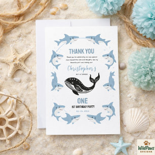Sea Animals Shark 1st Birthday Under the Sea Thank You Card