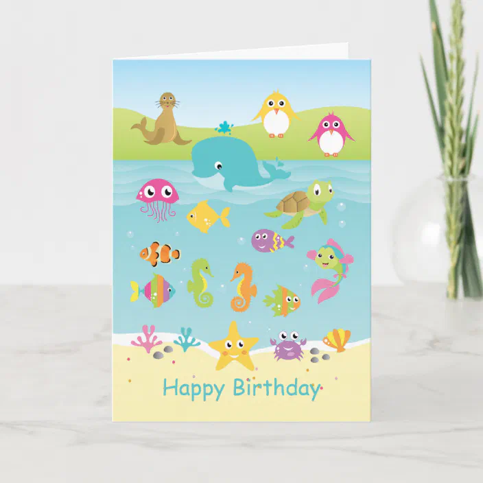 Sea turtle birthday card personalised age card  daughter  grandaughter  niece 