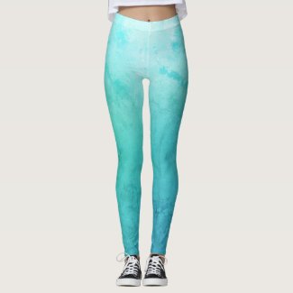 Sea, Aqua Blue Custom Leggings