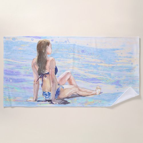  Sea AR29 Shore Beach Woman Sun bathe Shore Beach Towel