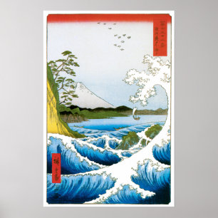Sea at Satta in Suruga Province by Ando Hiroshige Poster