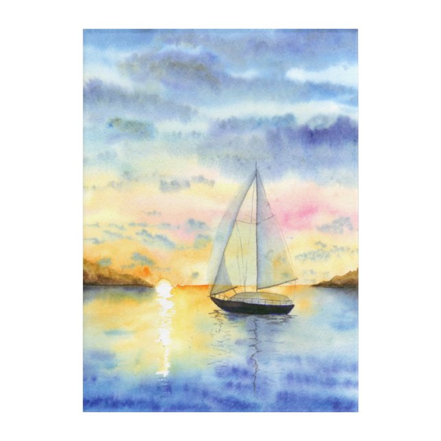 Sea at sunset acrylic print (Front)