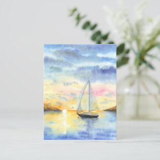 Sea at sunset postcard