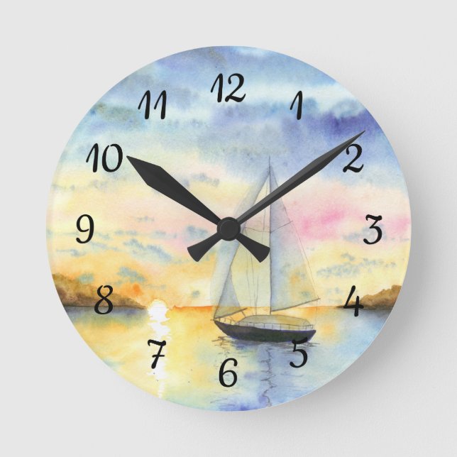 Sea at sunset round clock (Front)