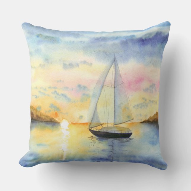 Sea at sunset throw pillow (Front)