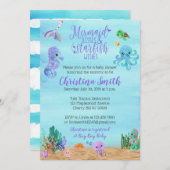 Sea Baby Shower Invitations for a Girl w Mermaid (Front/Back)