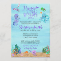 Sea Baby Shower Invitations for a Girl w Mermaid