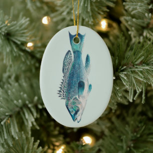 Sea Bass by S.A. Kilbourne, Vintage Fish Ceramic Ornament