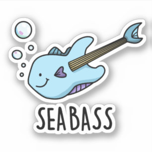 Sea Bass Funny Bass Guitar Fish Pun Sticker