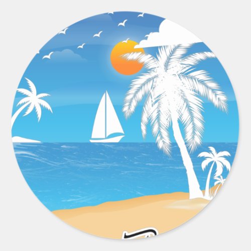 sea beach catch a wave surfs up T_Shirt Classic Round Sticker