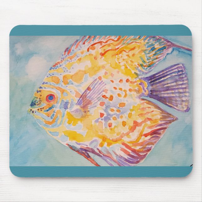 Sea beach Fish watercolour Computer Mouse Mat Pad (Front)