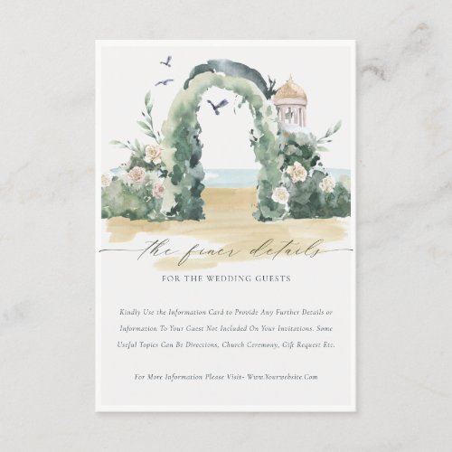 Sea Beach Floral Arch Botanical Wedding Details Enclosure Card