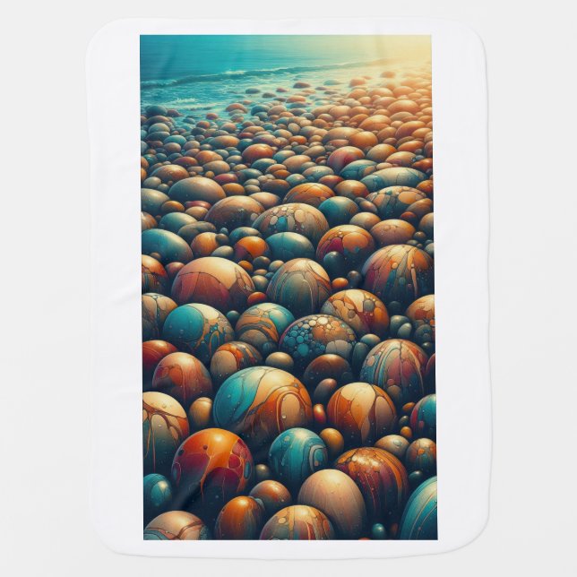 sea beach gems stone printed blanket (Front)