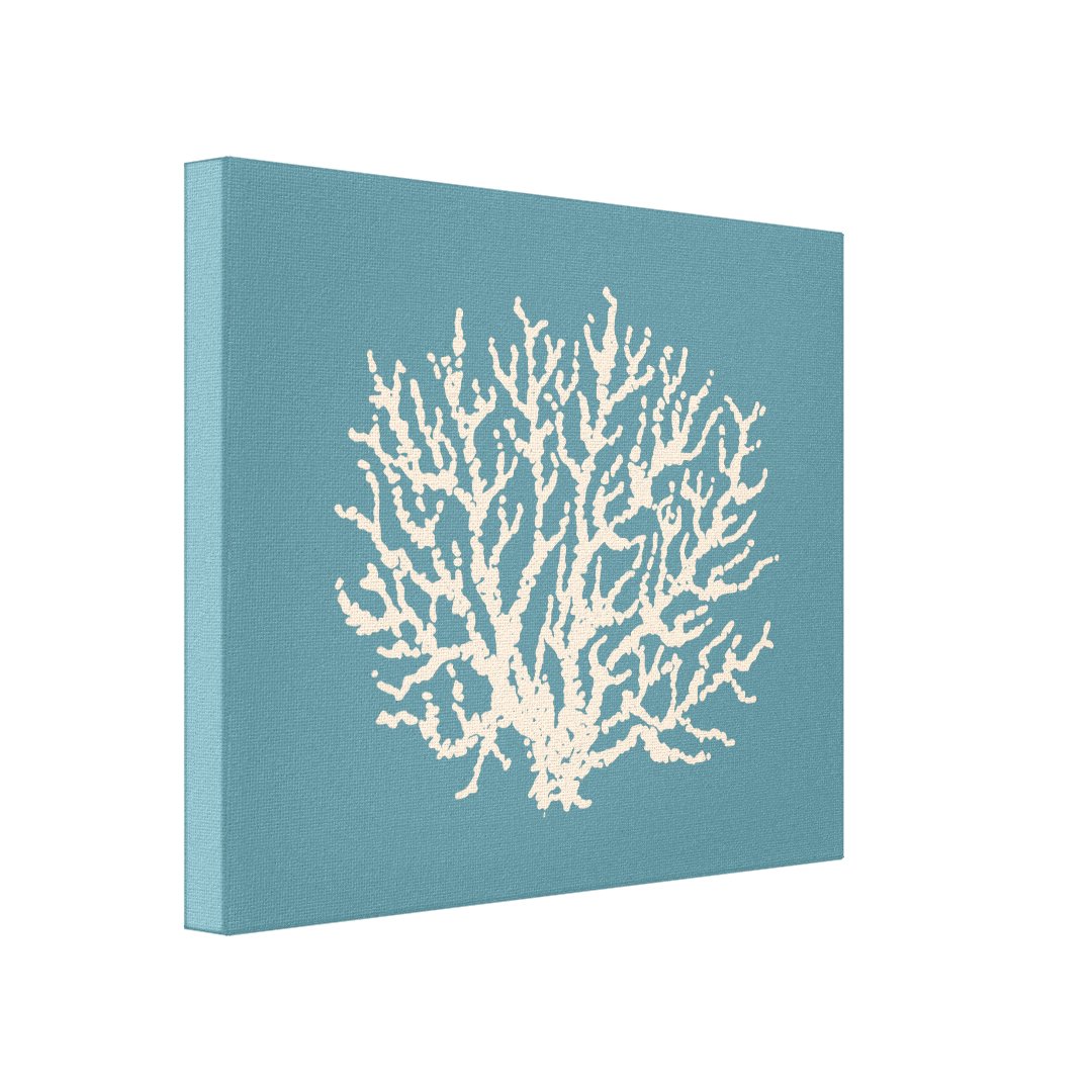 Sea Beach House Coral Wall Art Canvas (Front Left)