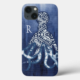 Sea Beach Nautical Octopus Shibori Pattern Blue iPhone 13 Case