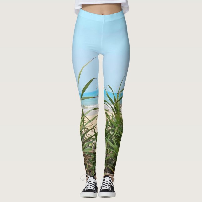 sea, beach, palm, nature, summer, tree, tropical, leggings (Front)