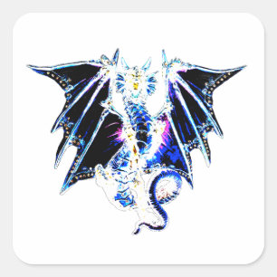 Sea Beast Dragon Fantasy Myth Creature Art Decal Square Sticker