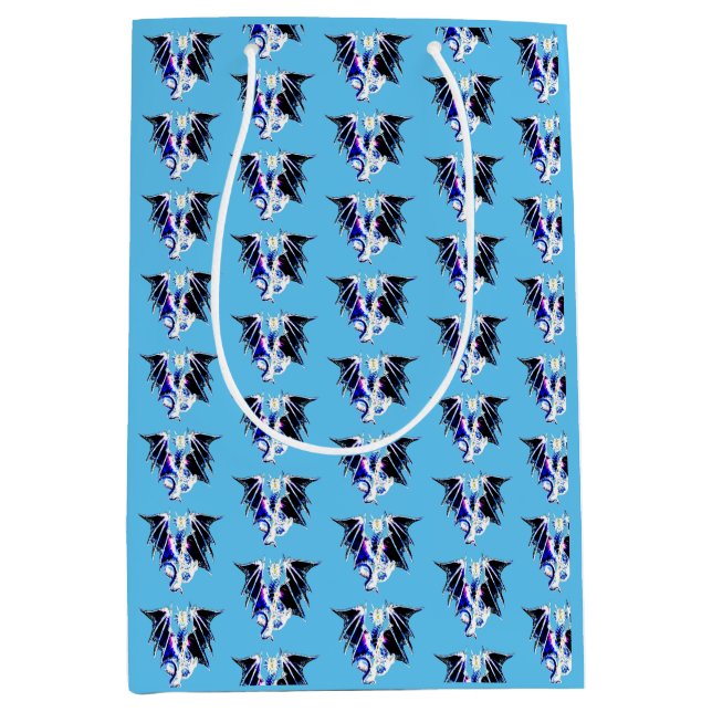 Sea Beast Dragon Ocean Leviathan Mythical Blue  Medium Gift Bag (Front)