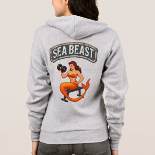 Sea Beast Gym Mermaid   Retro Pin-Up Activewear  Hoodie