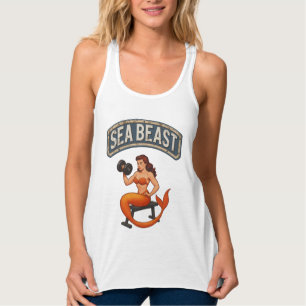 Sea Beast Gym Mermaid   Retro Pin-Up Activewear  Tank Top