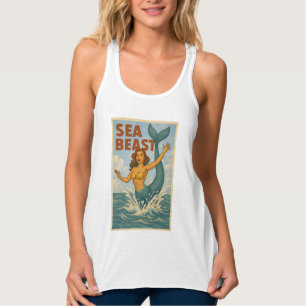 Sea Beast Retro Mermaid Funny Coastal Beach Life Tank Top