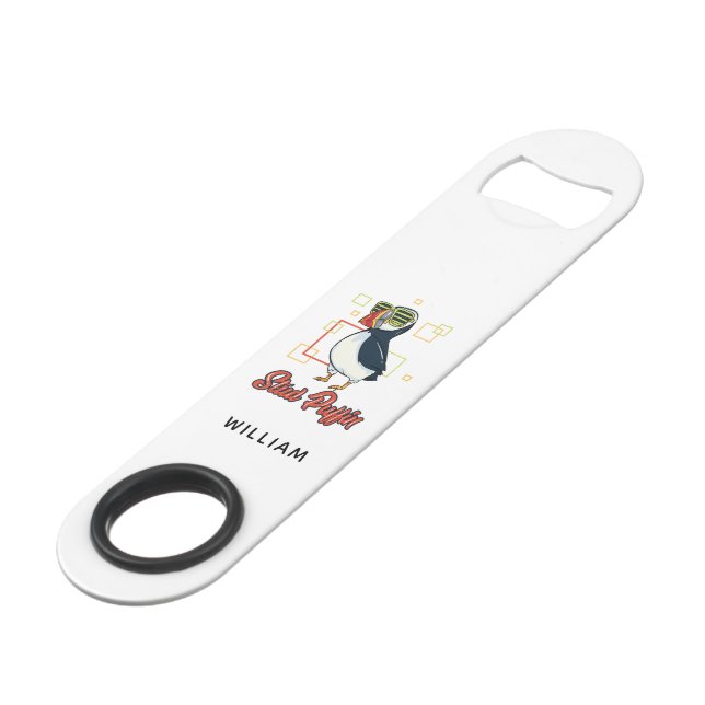 Sea Bird Cute Stud Puffin Gag Personalized Bar Key (Front Angled)
