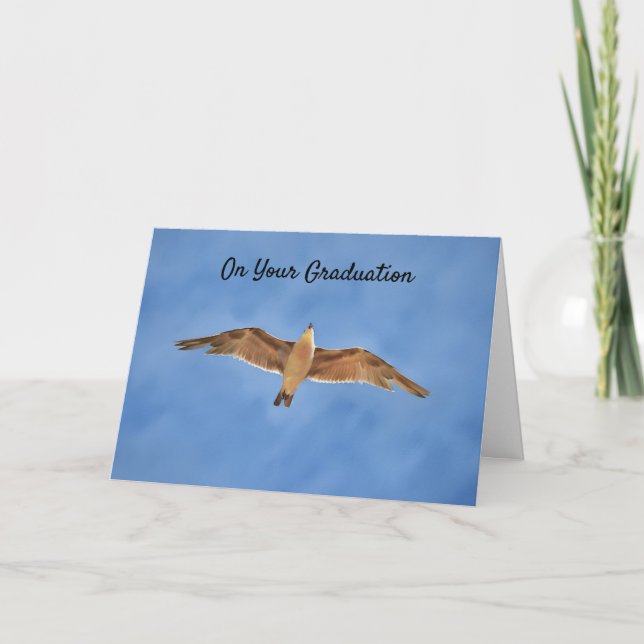 Sea Bird Flying High Soaring Graduation Card (Front)
