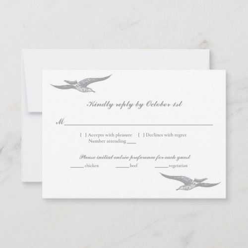 Sea bird RSVP card for coastal wedding