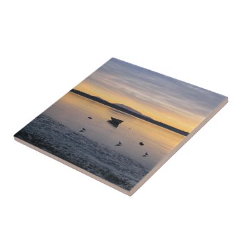 Sea Birds And Boat Tile by northwest_photograph at Zazzle