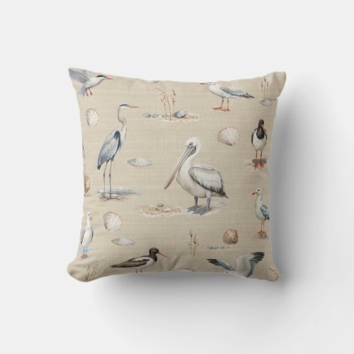 Sea Birds Throw Pillow