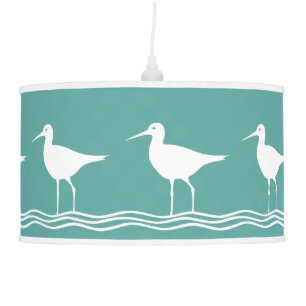 SEA BIRDS White on blue Hanging Lamp