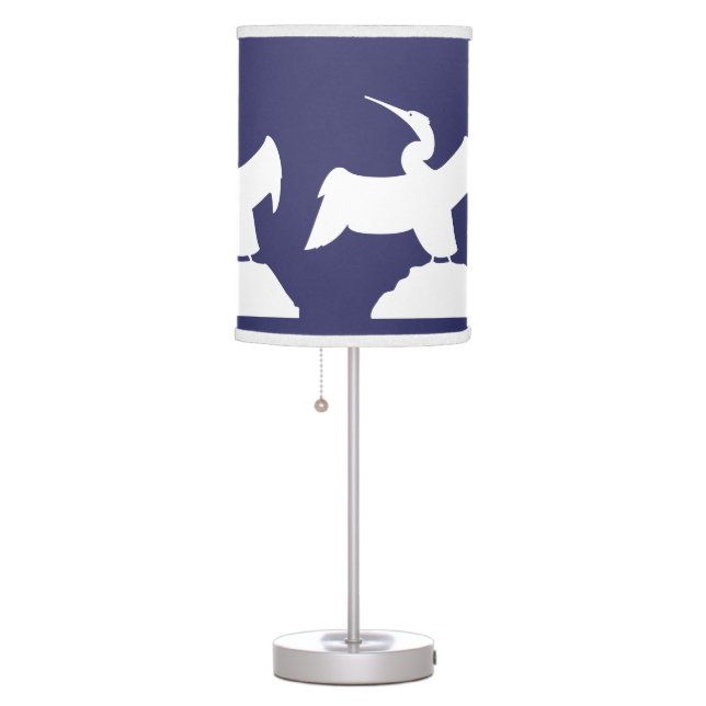 SEA BIRDS  White on blue Table Lamp (Right)